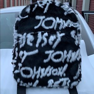NWT BETSEY JOHNSON LARGE FAUX FUR BACKPACK